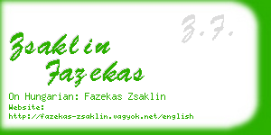 zsaklin fazekas business card